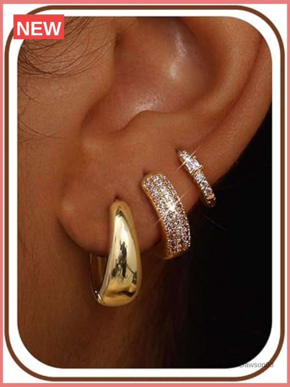 Chunky Hoop Earrings Set for Sensitive Ears - 3 Pairs